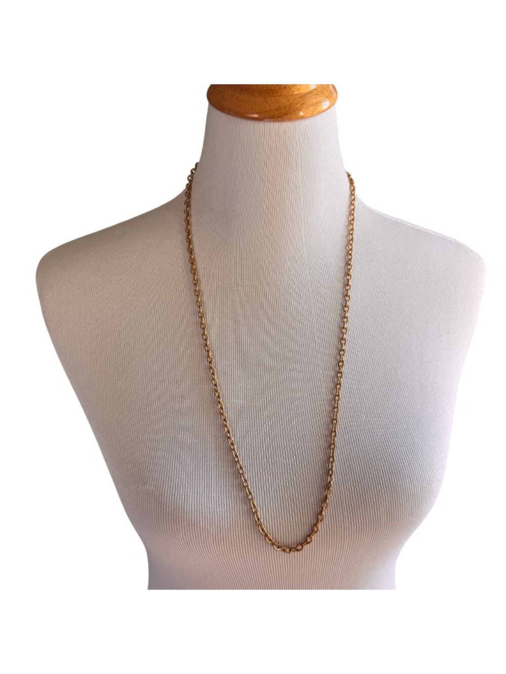 Gold Tone 31 Inch Chain-Link Necklace 1980s Lobster Claw Clasp Stamped Korea Vtg